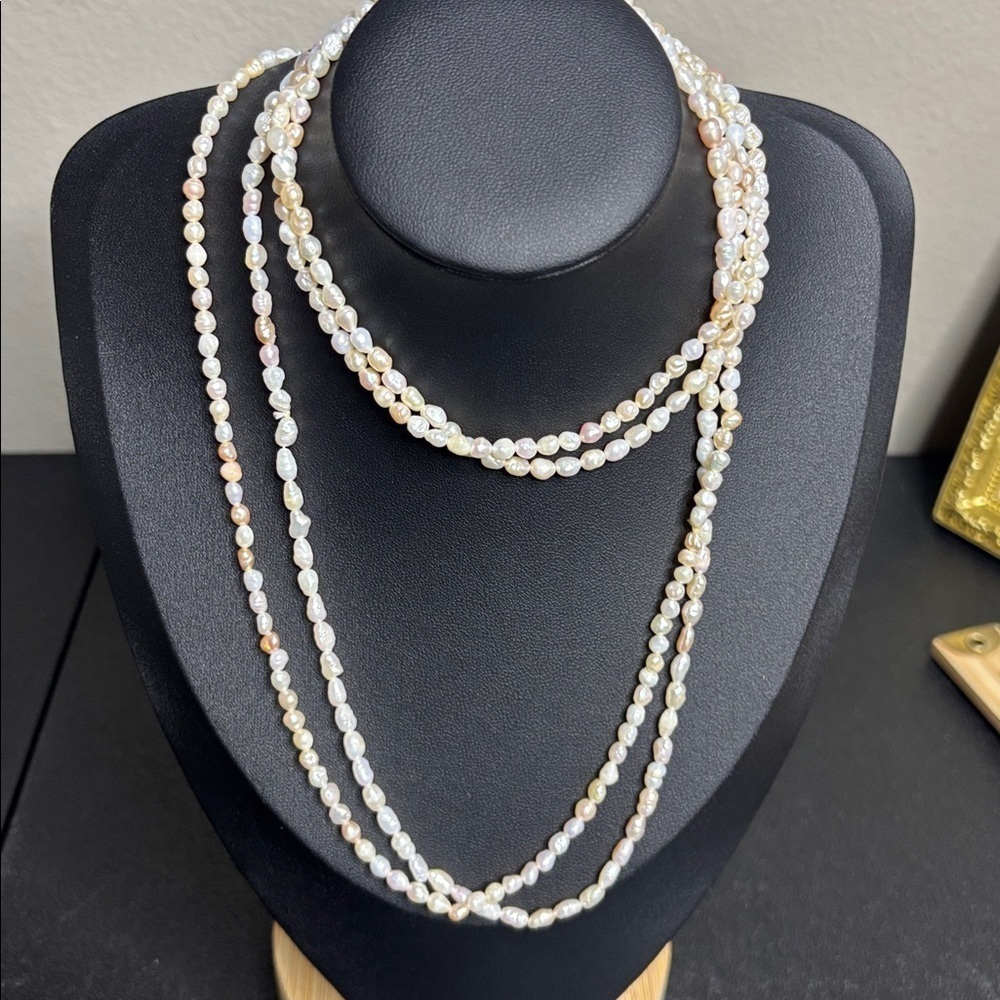 Two Freshwater Pearl Strung Mini Petite Beads Beaded Necklace Jewelry Dainty